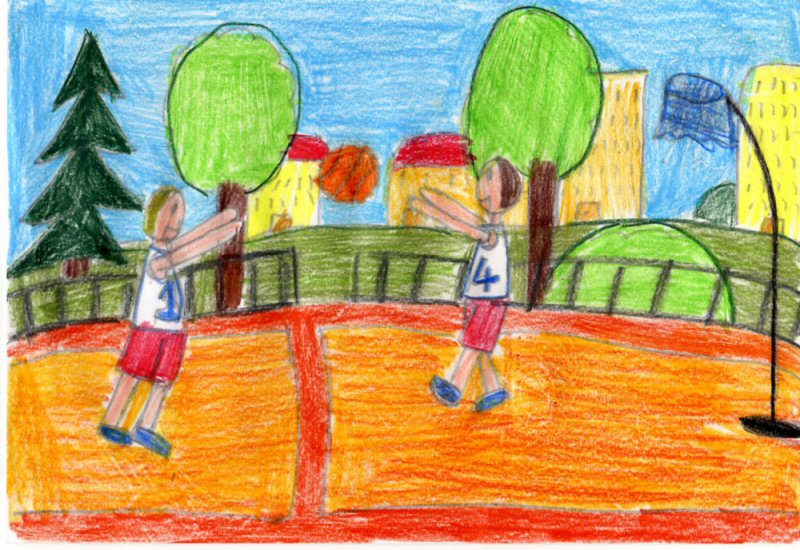 Una partita di Basket, illustrata da Margherita (classe Quarta, Scuola Primaria, a.s.2007/2008)