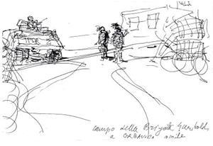 Campo della Brigata Garibaldi a Grbavica, aprile 1996 Campo della Brigata Garibaldi a Grbavica, aprile 1996