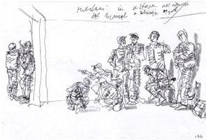 Militari in attesa all'ingresso del tunnel a Dobrinija, 29 agosto 1995 Militari in attesa all'ingresso del tunnel a Dobrinija, 29 agosto 1995