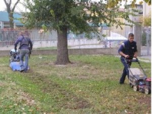 Inizio dei lavori in cortile Inizio dei lavori in cortile