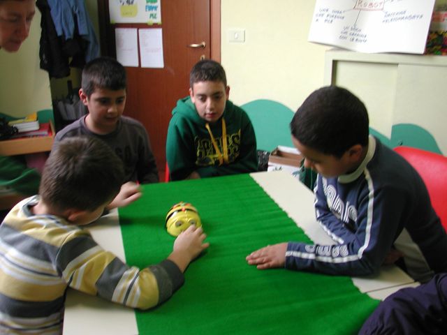 Gli alunni programmano i movimenti dell'ape-robot Gli alunni programmano i movimenti dell'ape-robot
