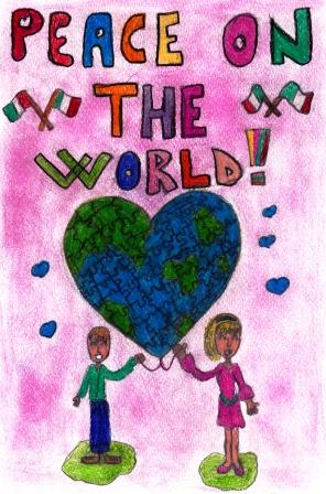 I bambini illustrano la pace nel mondo.