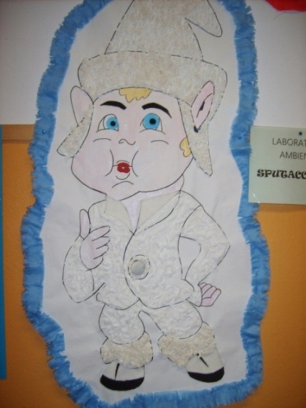 Il cartellone raffigurante il fantastico personaggio guida dei bambini: il folletto Sputacchione.