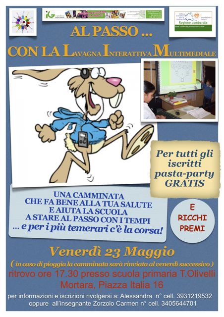 Manifesto per la camminata a favore dell'acquisto di lavagne interattive per la scuola Primaria