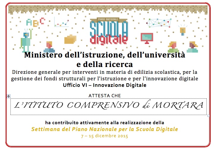 Attestato CodeWeek 2015 - L'ora del codice 