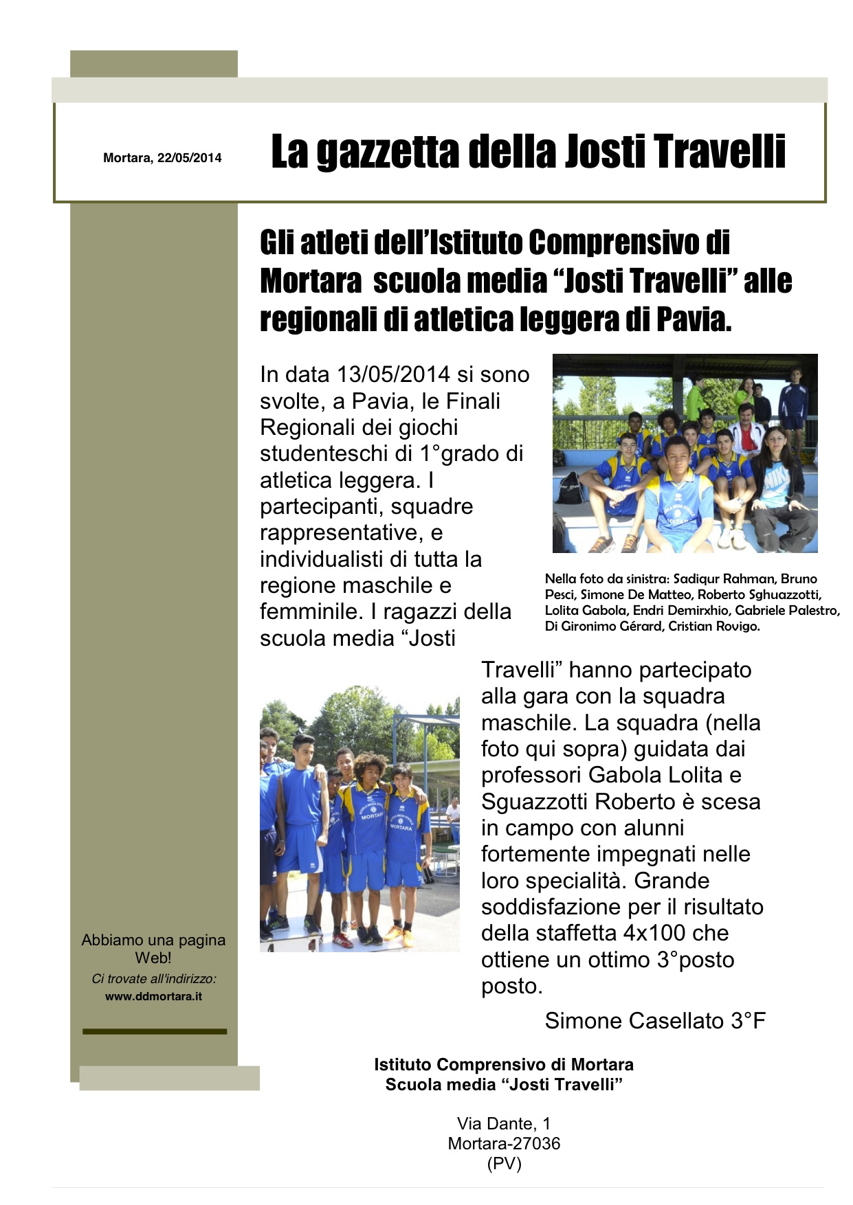 Finale regionale dei Giochi Studenteschi, 13 maggio 2013
