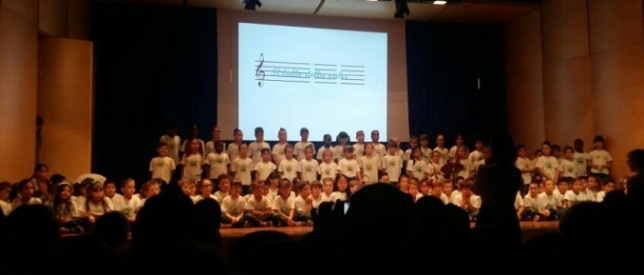 I bambini sul palco dell'Auditorium la sera dello spettacolo.